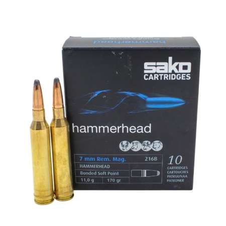 Sako Ammo, 7mm, Remington Mag | Hammerhead | Bonded RNFB | 170 SP (10)